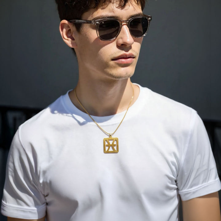 Quadratische Fische  Halskette - Sternzeichen Schmuck