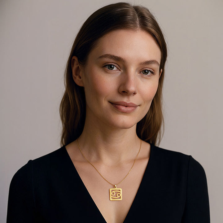 Quadratische Krebs Halskette - Sternzeichen Schmuck