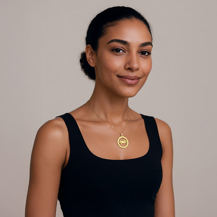 Runde Krebs Halskette - Sternzeichen Schmuck