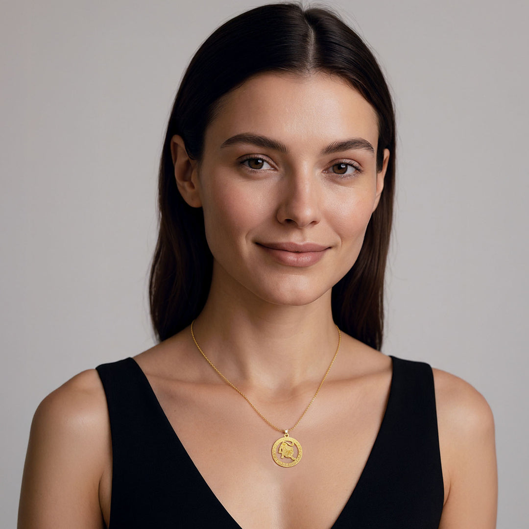 Runde Löwe Halskette - Sternzeichen Schmuck