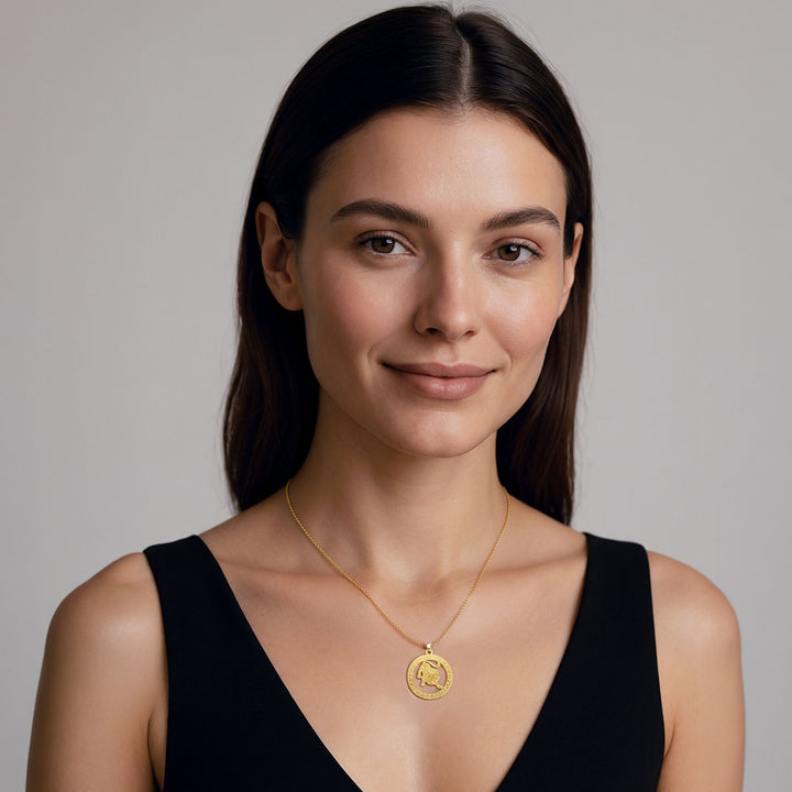 Runde Löwe Halskette - Sternzeichen Schmuck