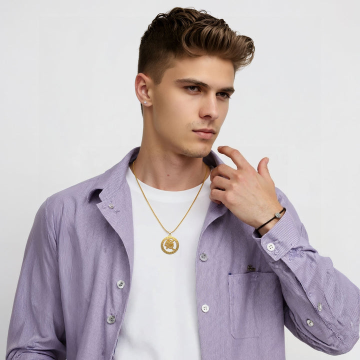 Runde Löwe Halskette - Sternzeichen Schmuck