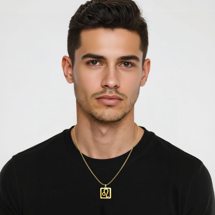 Quadratische Löwe Halskette - Sternzeichen Schmuck