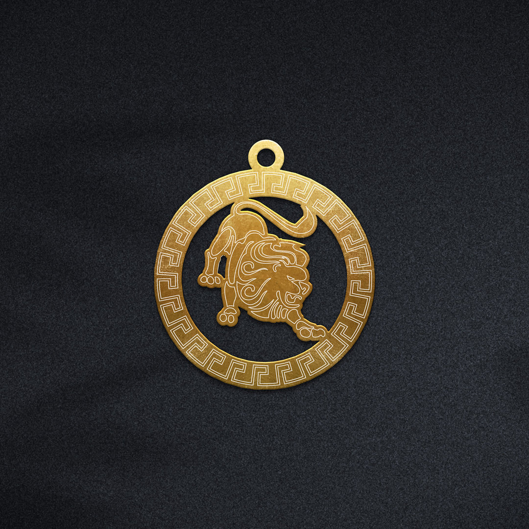 Runde Löwe Halskette - Sternzeichen Schmuck