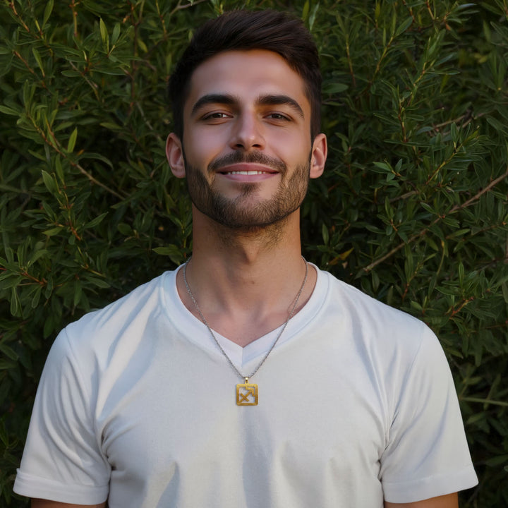 Quadratische Schütze Halskette - Sternzeichen Schmuck