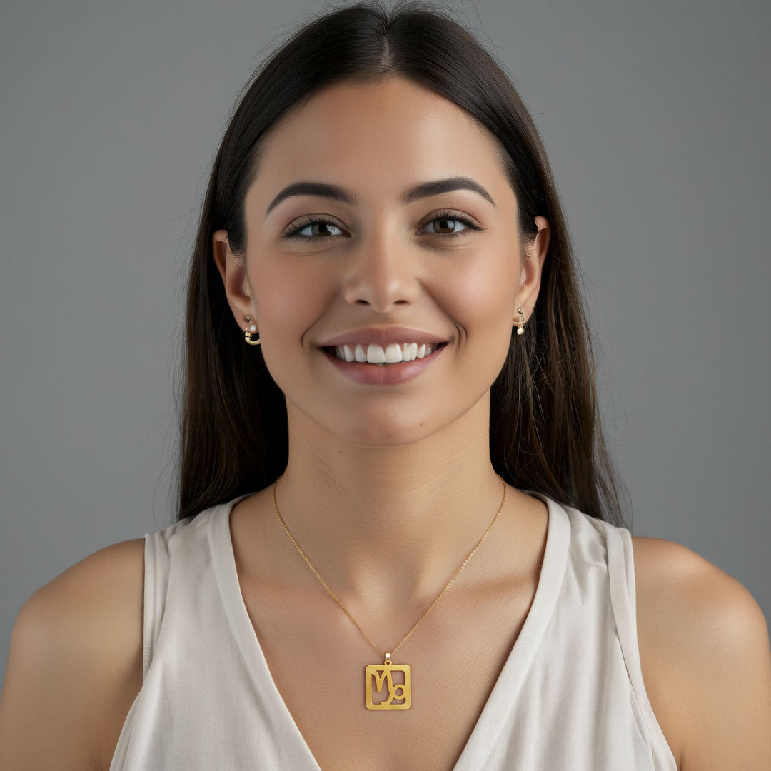 Quadratische Steinbock Halskette - Sternzeichen Schmuck