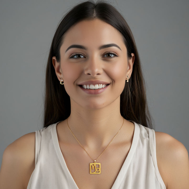 Quadratische Steinbock Halskette - Sternzeichen Schmuck