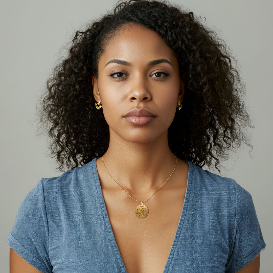 Runde  Steinbock Halskette - Sternzeichen Schmuck