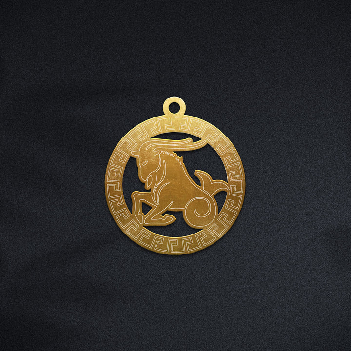 Runde  Steinbock Halskette - Sternzeichen Schmuck