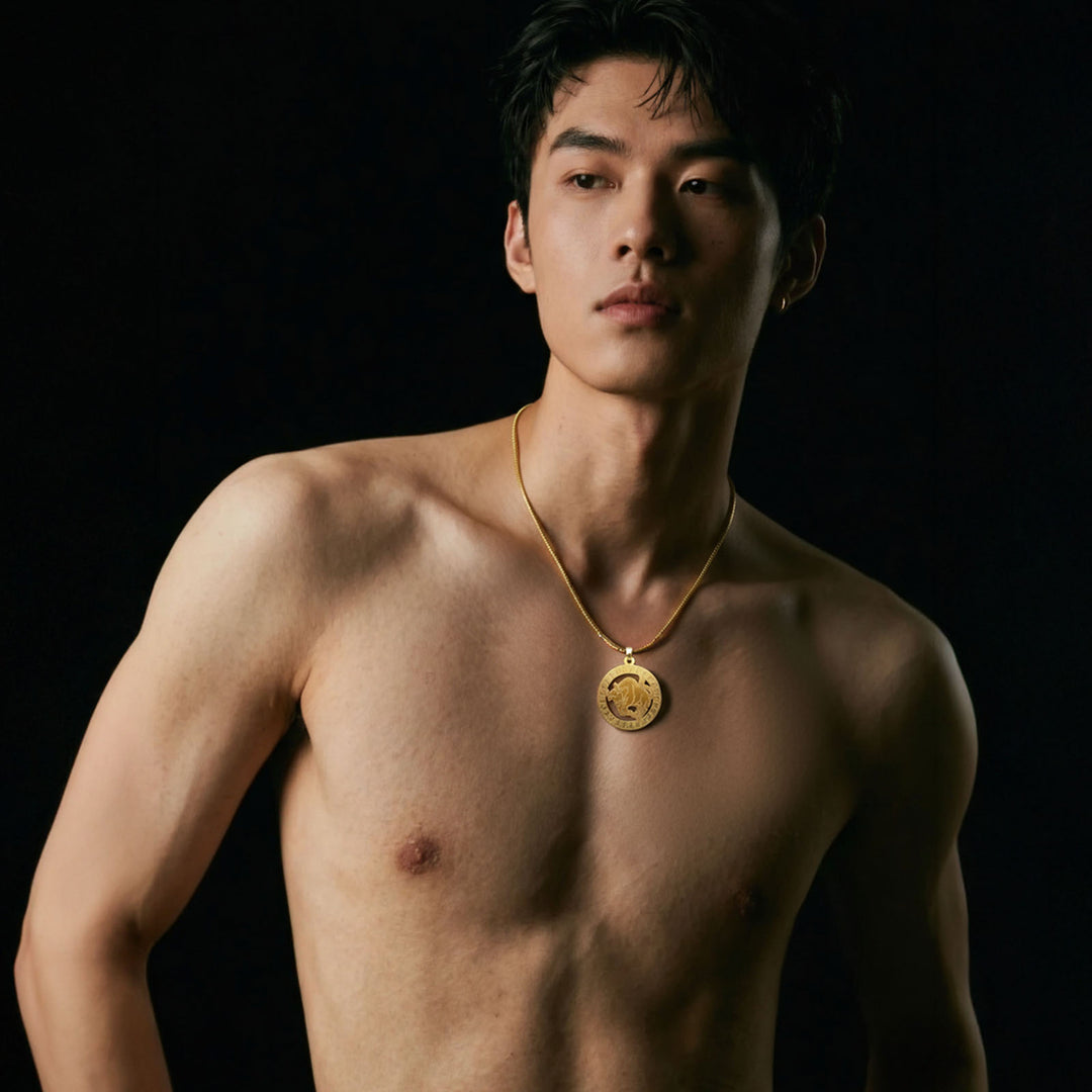 Runde  Stier Halskette - Sternzeichen Schmuck