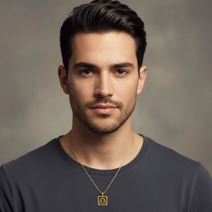 Quadratische Waage Halskette - Sternzeichen Schmuck