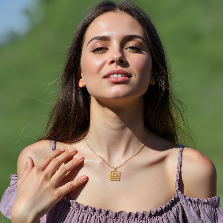 Quadratische Waage Halskette - Sternzeichen Schmuck