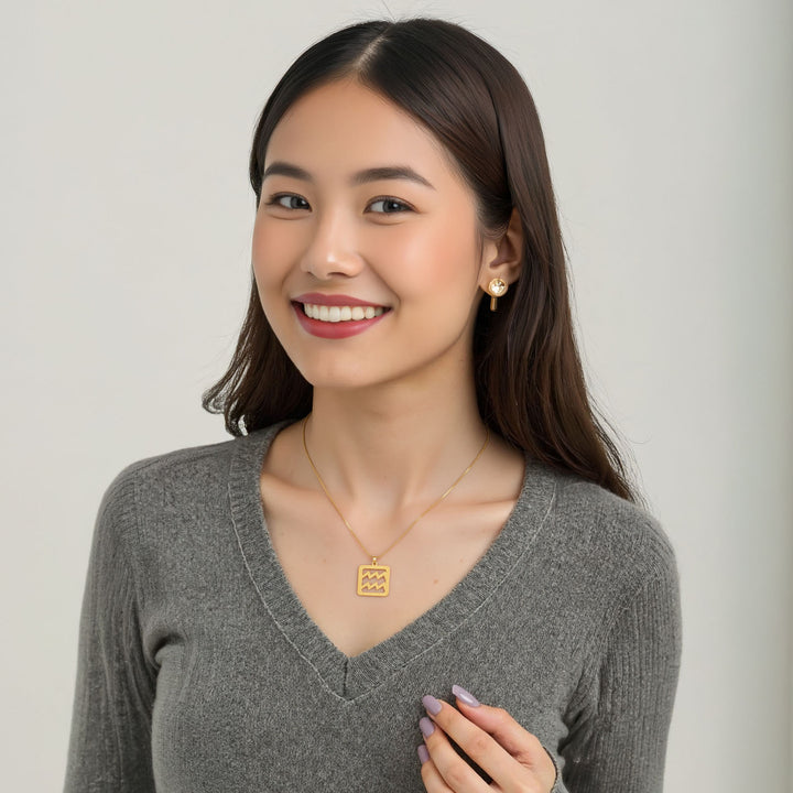 Quadratische Wasserman Halskette - Sternzeichen Schmuck