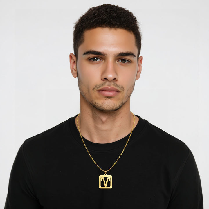 Quadratische Widder Halskette - Sternzeichen Schmuck