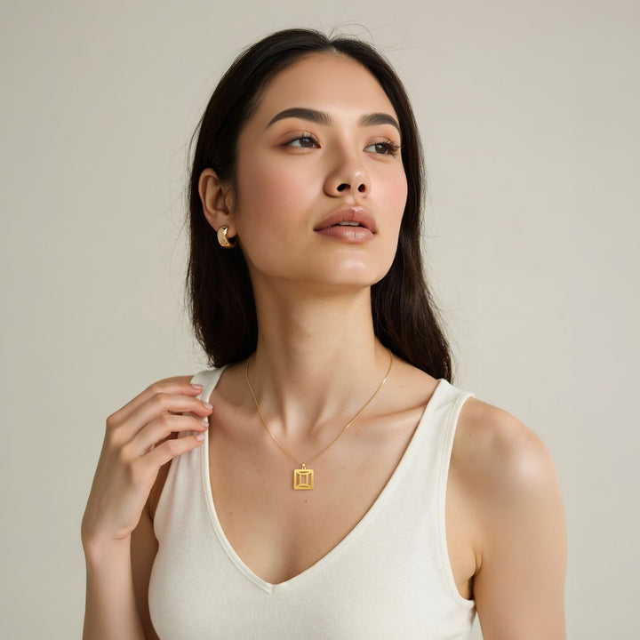 Quadratische Zwillinge Halskette - Sternzeichen Schmuck