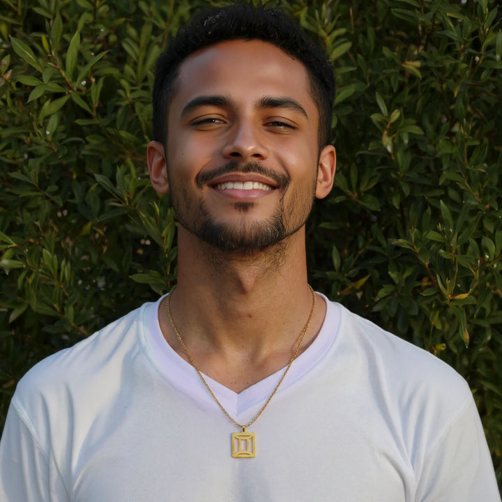 Quadratische Zwillinge Halskette - Sternzeichen Schmuck