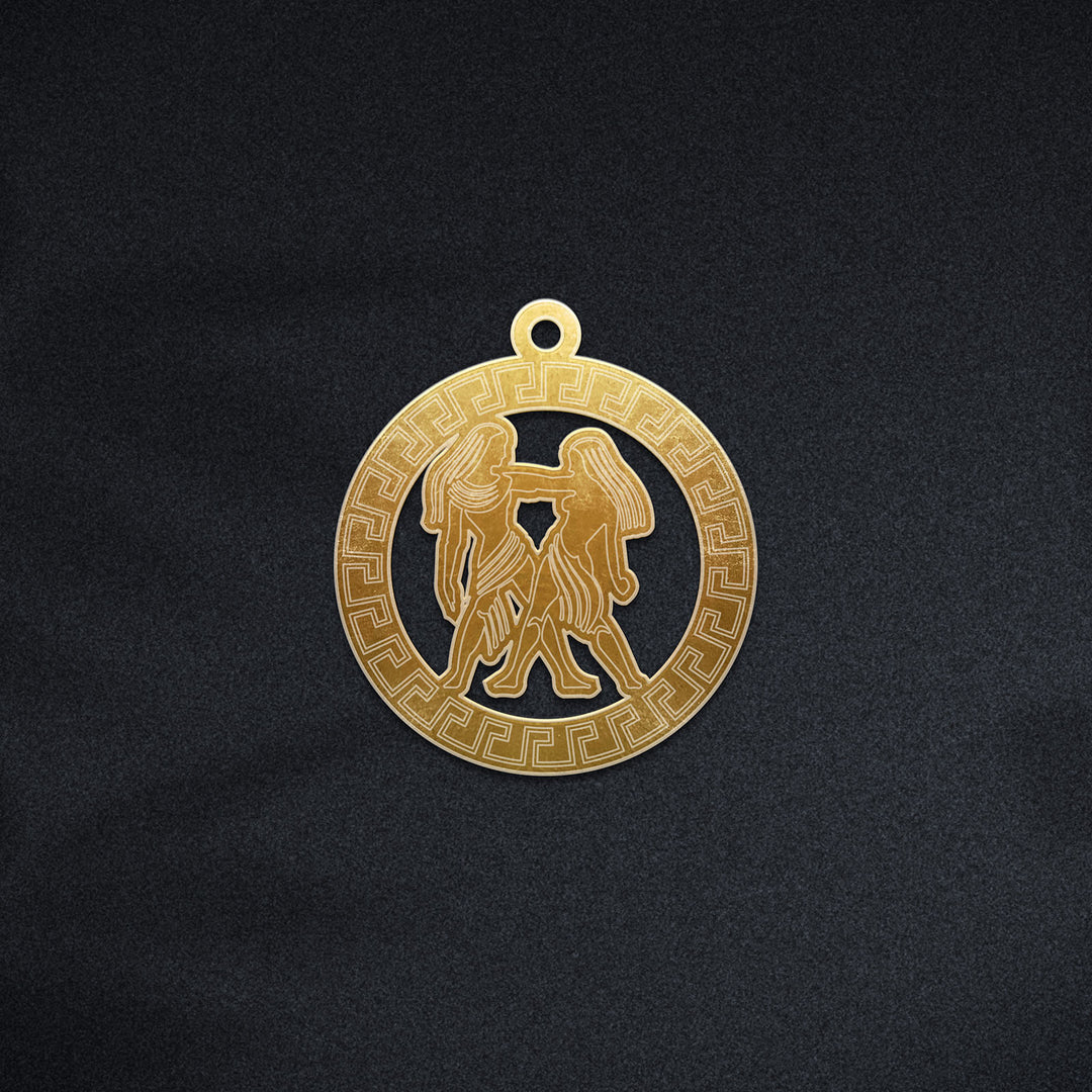 Runde  Zwillinge Halskette - Sternzeichen Schmuck